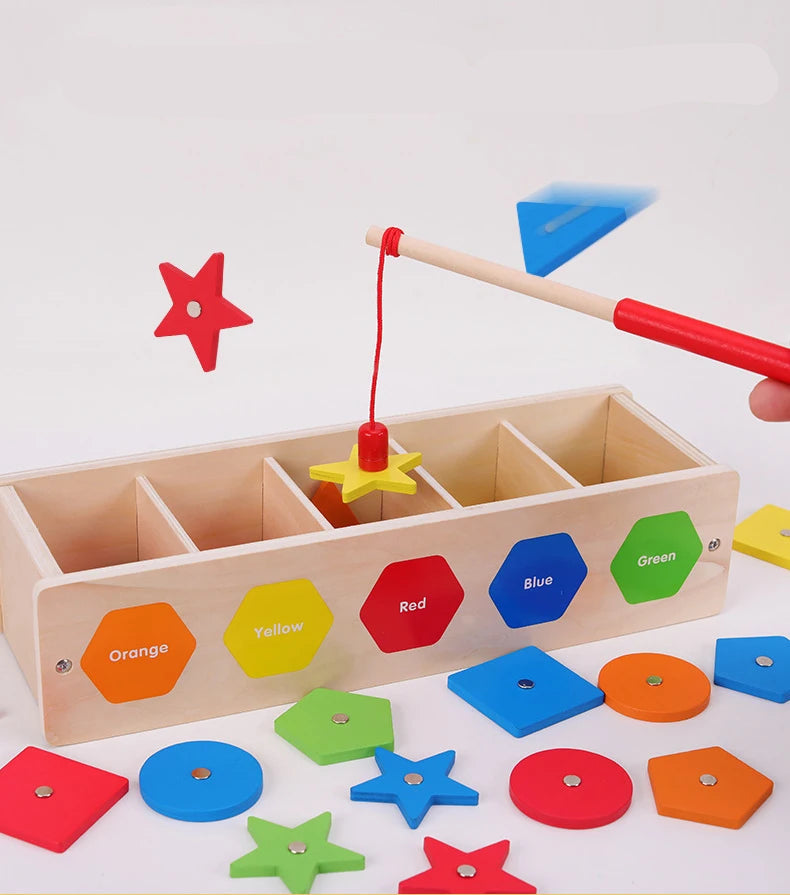 Brinquedo Educativo Montessori de Madeira com Jogo de Pesca Divertido