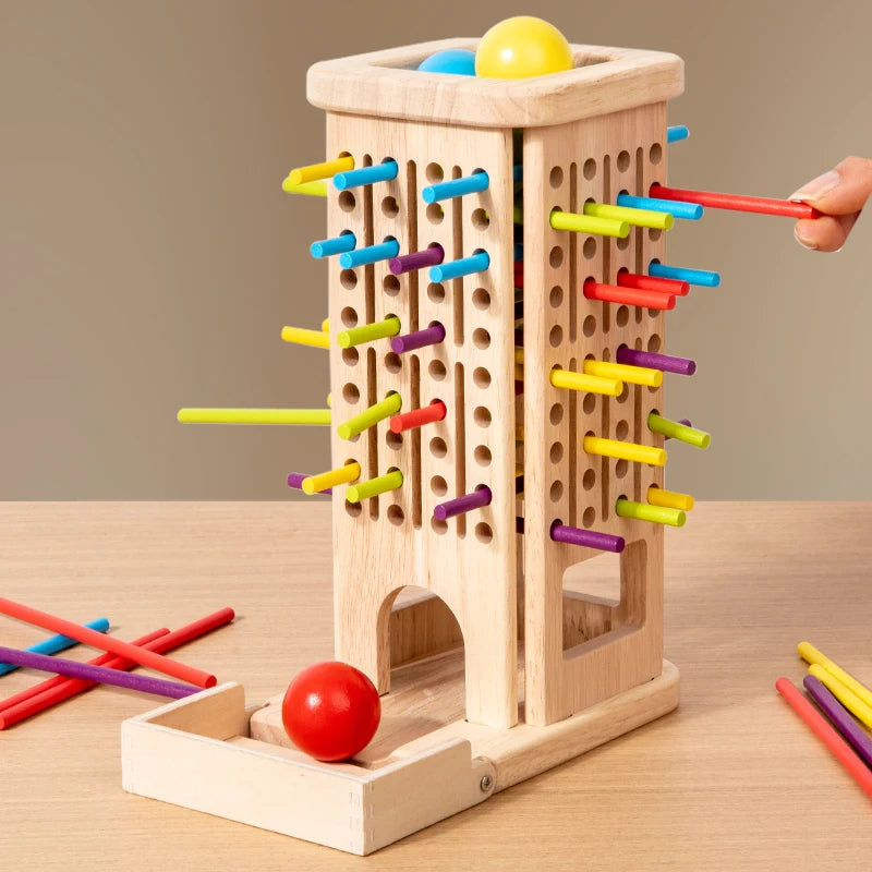 Brinquedo Educativo de Madeira Torre com Varetas Coloridas