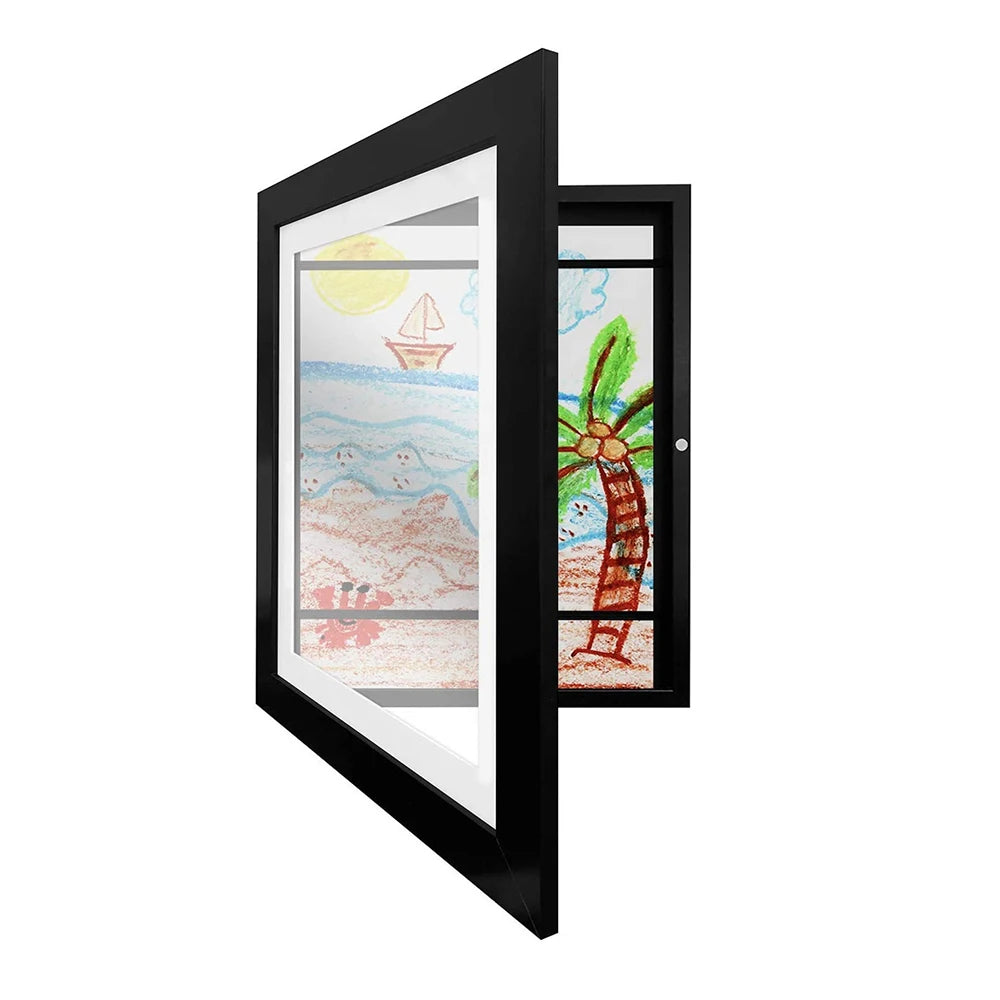 Molduras de arte com aba de madeira, moldura magnética a4, imagem emoldurada, exposição infantil diy de pinturas, decoração de casa, rack de armazenamento