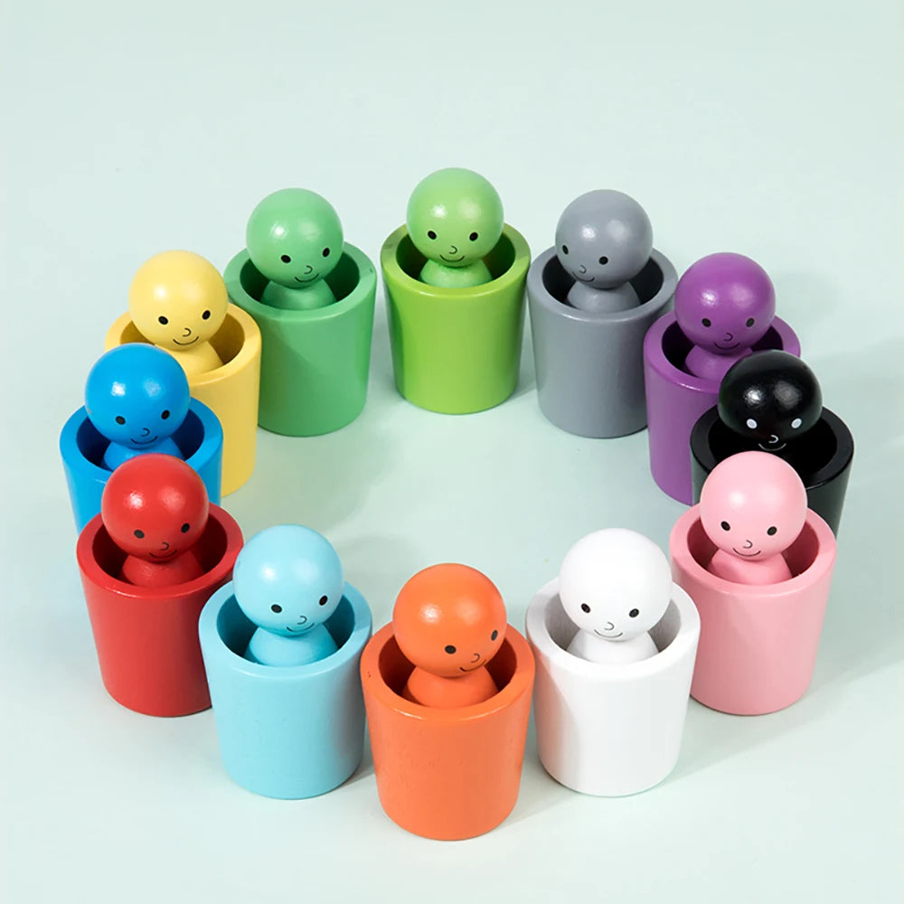 Bolas em copos montessori de madeira cor classificador jogo brinquedos pré-escolar aprendizagem educação brinquedo para criança classificação correspondência contagem
