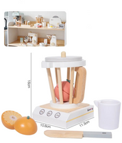 Cozinha de madeira fingir jogar brinquedo simulação máquina café de madeira torradeira misturador alimentos do bebê aprendizagem precoce brinquedos educativos