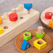 Parafusos de porca de madeira blocos de construção cor forma classificador brinquedos crianças montessori jogo de correspondência educação brinquedos sensoriais habilidades motoras finas