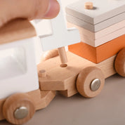 Brinquedo de trem montessori de madeira, fazenda de desenhos animados, oceano, floresta, animal, trem, jogo de empilhamento de madeira para bebê, brinquedo educacional precoce, presente para bebê