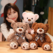 Urso de Pelúcia Clássico Macio com Laço - 35 a 60 cm