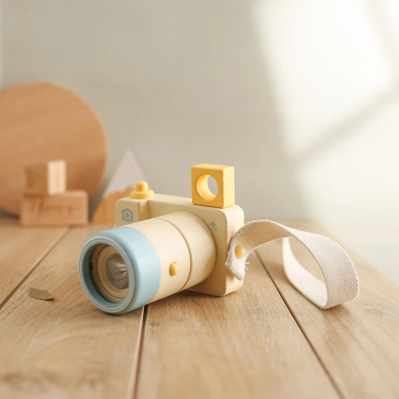 Câmera de Brinquedo Montessori de Madeira