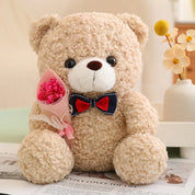 Urso de Pelúcia Kawaii com Bouquet - Presente Perfeito 25cm