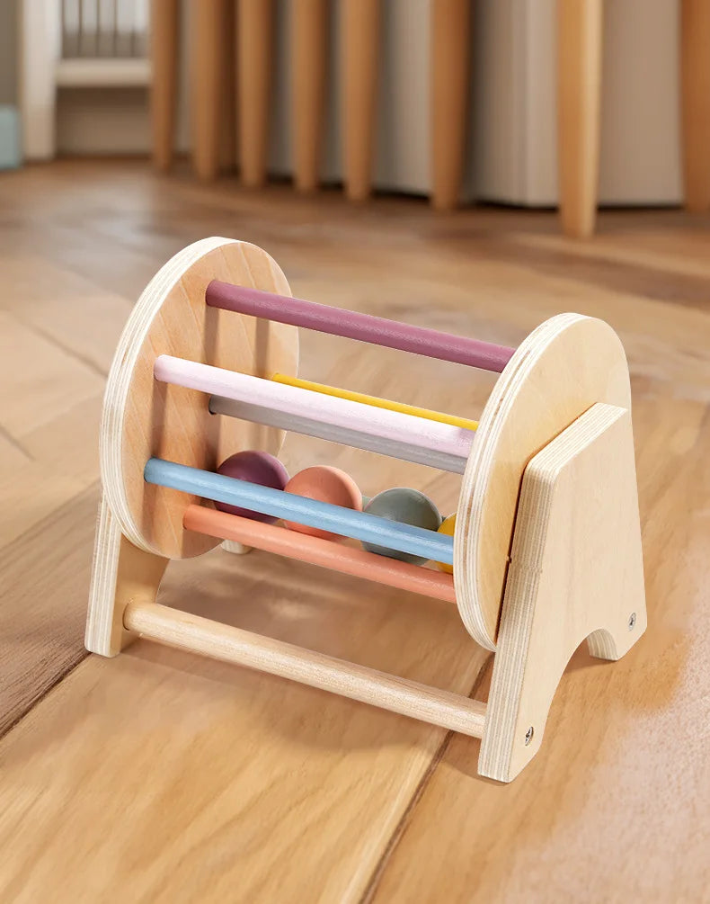 Brinquedos montessori para bebês, aprendizagem precoce, bola de madeira, tambor, exercício de audição, cor, cognição, trem de coordenação mão-olho