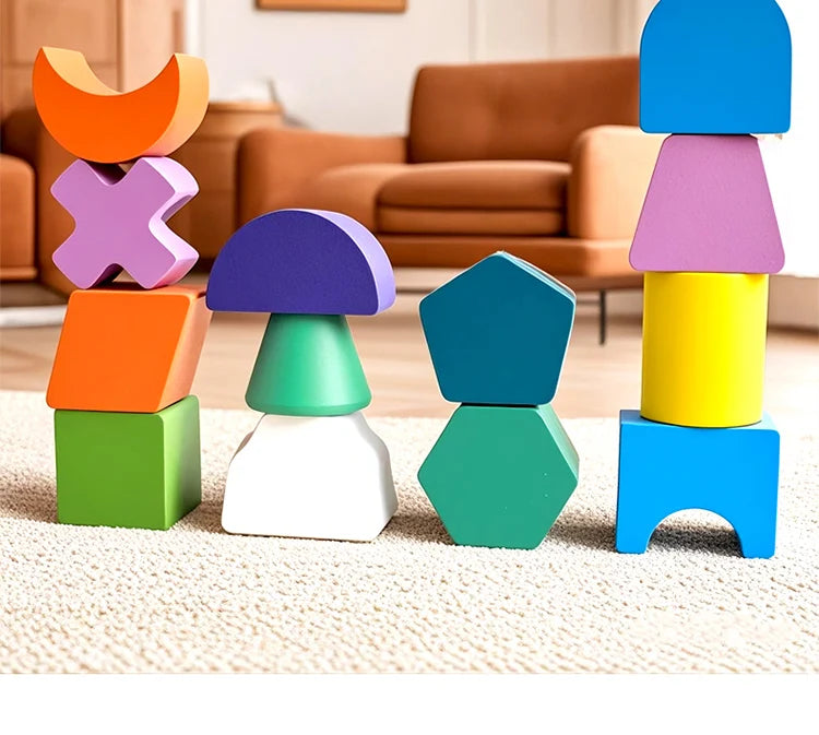 Brinquedo Educativo de Madeira 3 em 1 - Encaixe de Formas, Cores e Coordenação
