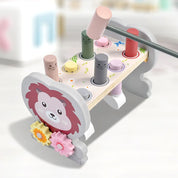 Whack-a-moles brinquedo montessori engrenagens giratórias de madeira martelando brinquedo com martelo interativo libra uma toupeira para 3-5 anos de idade