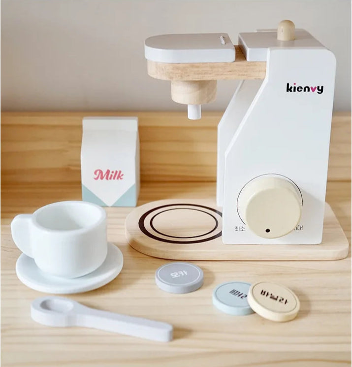 Cozinha de madeira fingir jogar brinquedo simulação máquina café de madeira torradeira misturador alimentos do bebê aprendizagem precoce brinquedos educativos