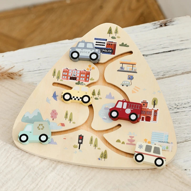 Bebê montessori brinquedos de madeira carro labirinto placa movimento do dedo do bebê educação precoce e cognição do conhecimento automotivo presente do bebê