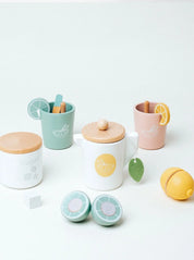 Conjunto Playset de Sorvete e Chá de Madeira Montessori