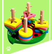 Blocos Geométricos de Encaixe em Madeira para Aprendizado de Formas e Cores