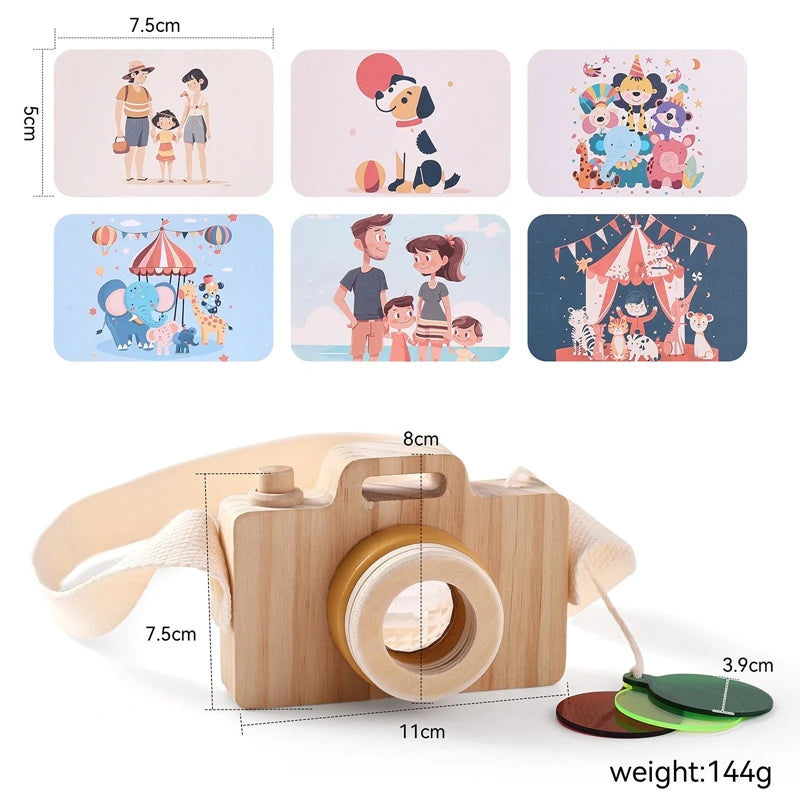 Bebê moda caleidoscópio brinquedos de madeira colorida câmera crianças de madeira montessori brinquedo aprendizagem precoce jogo educativo presentes