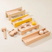 Brinquedo De Montagem De Pista De Madeira, Brinquedos Montessori, Carrinho De Madeira, Forma De Bebê, Treinamento De Tapping, Mão E Pé, Blocos De Construção