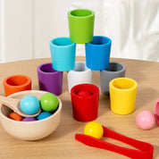 Bolas em copos montessori de madeira cor classificador jogo brinquedos pré-escolar aprendizagem educação brinquedo para criança classificação correspondência contagem