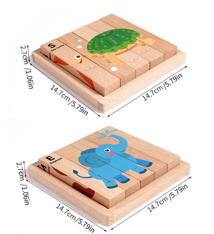 Crianças de madeira animais quebra-cabeça jogo dos desenhos animados tráfego madeira quebra-cabeça brinquedos educativos para crianças presentes educação infantil
