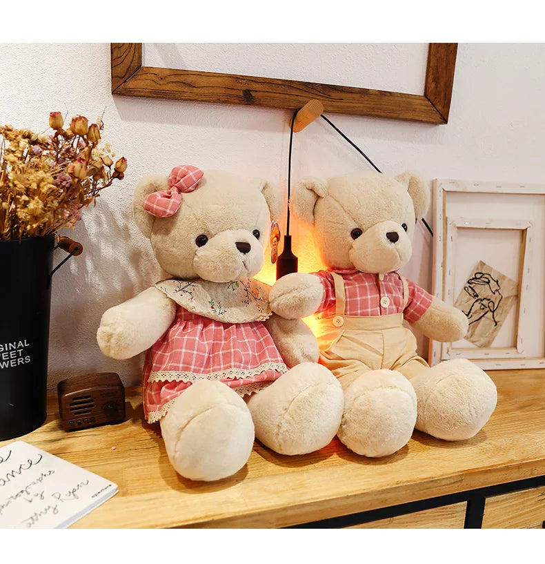 80cm bonito macio fresco casal urso brinquedos de pelúcia kawaii presente de natal travesseiro crianças brinquedos de pelúcia decoração do quarto ponto urso de pelúcia