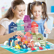 Blocos de Construção Montessori de Cidade Carros em Madeira