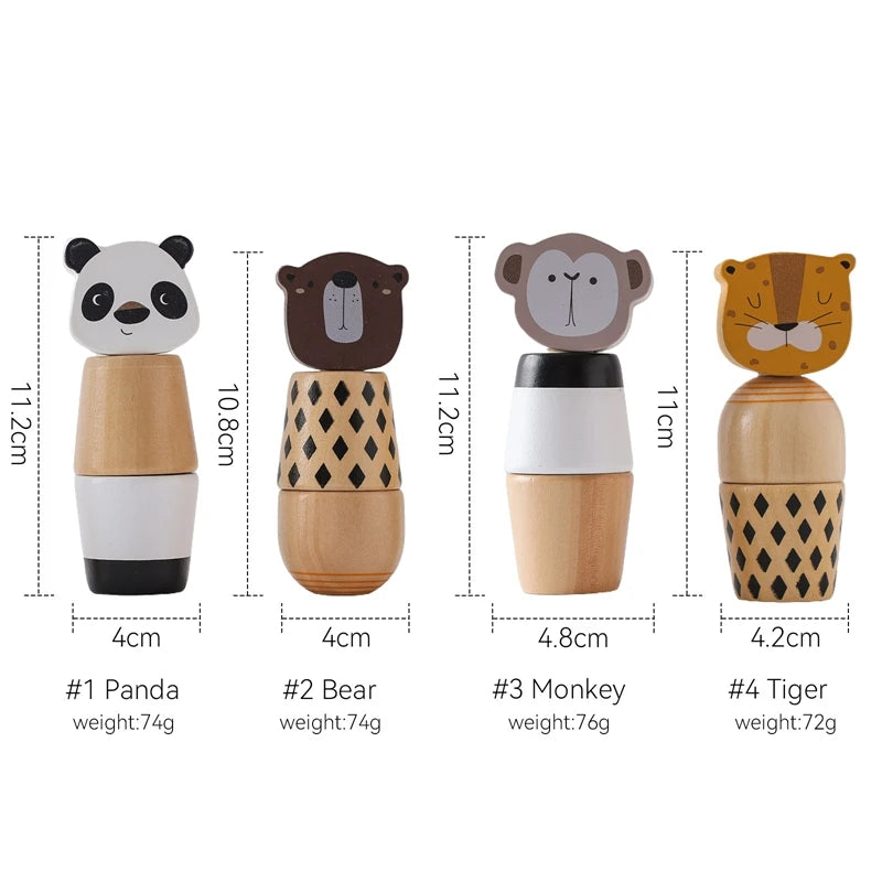 Montessori brinquedos para bebês de madeira dos desenhos animados animal quebra-cabeça brinquedo educação do bebê jogo de quebra-cabeça recém-nascido mão e pé exercício brinquedo