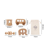 Conjunto de brinquedos Montessori de madeira para bebê recém-nascido, brinquedos educativos chocalho, presente de conforto, 0-12 meses, 0-12 meses