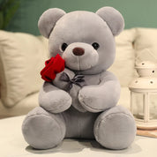 Urso de pelúcia kawaii com rosas, brinquedo de pelúcia macio, boneca de pelúcia, presente romântico para amantes, decoração de casa, presentes de dia dos namorados para meninas