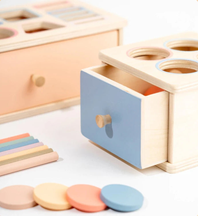 Caixa permanente de objeto de bebê montessori, brinquedo de madeira, forma de classificação de cores, caixa de correspondência, bola de moeda, caixa sensorial, habilidades motoras finas para