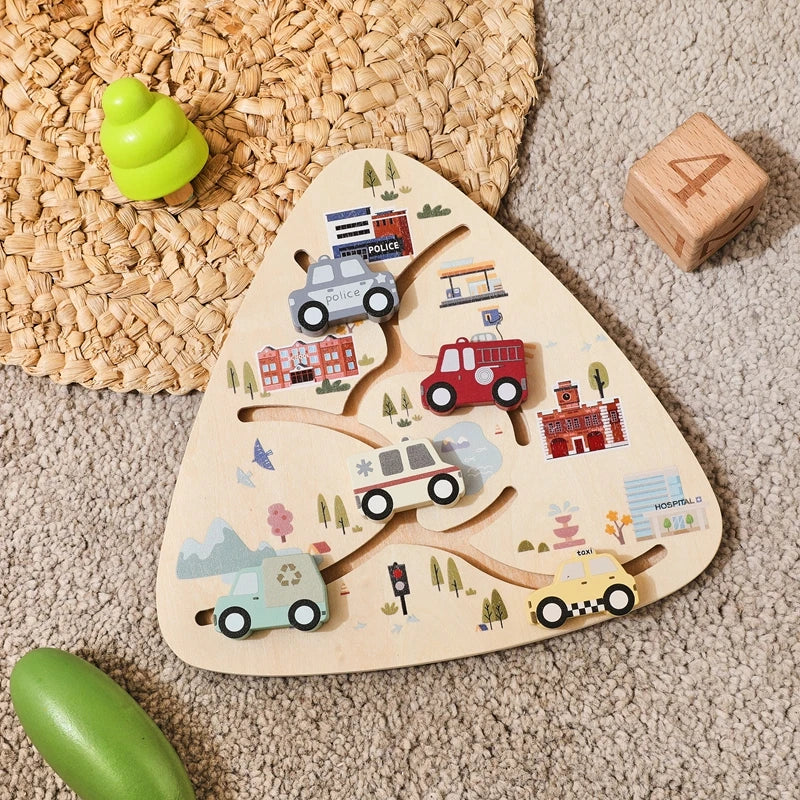 Bebê montessori brinquedos de madeira carro labirinto placa movimento do dedo do bebê educação precoce e cognição do conhecimento automotivo presente do bebê