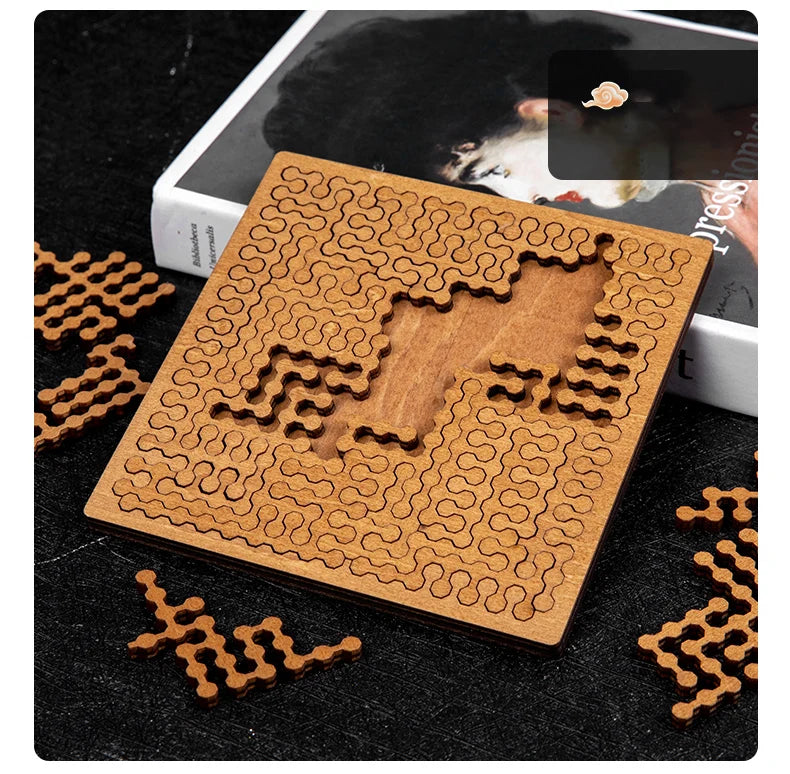 Quebra-cabeça de madeira impossível iq quebra-cabeças para adultos impossível jigsaw quebra-cabeças dez níveis de dificuldade tangram jogos de tabuleiro