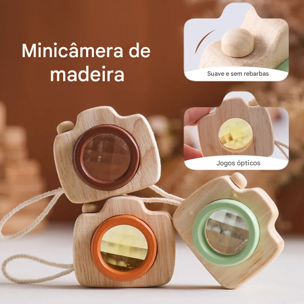 Câmera de Madeira Colorida Montessori para Crianças