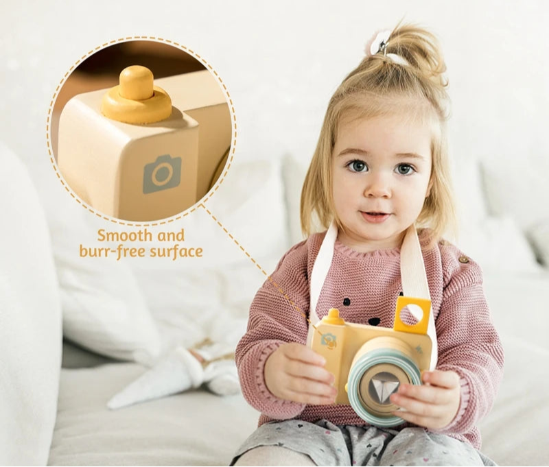 Câmera de Brinquedo Montessori de Madeira