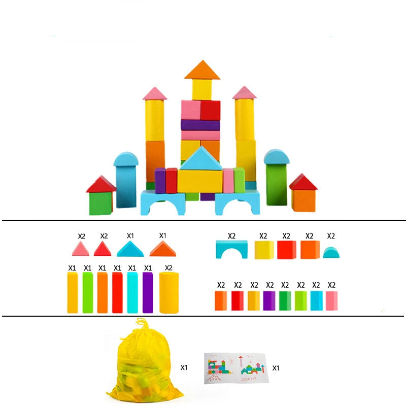 Blocos de Construção de Madeira Educativos - Explore a Criatividade