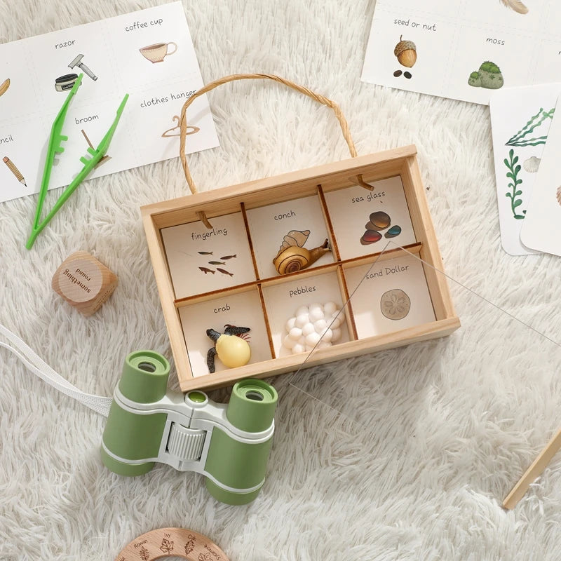 Kdis Outdoor Exploration Set Insects Plants Observation Box Wooden Cognitive Magnifying Glass Natural Forest Adventure Toys Gift