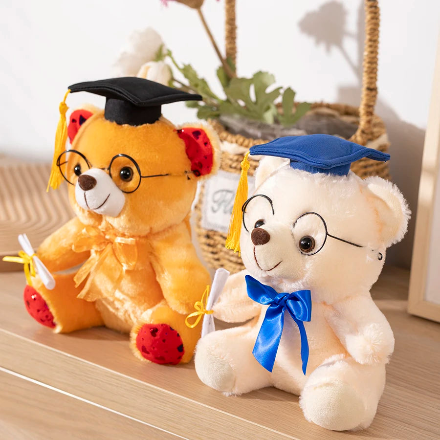 1 peça 23cm urso de formatura brinquedo de pelúcia bonito urso de pelúcia boneca macia meninos meninas estudantes presente de formatura