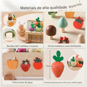 Brinquedo Educativo de Madeira Montessori Cenoura Carrinho de Puxar