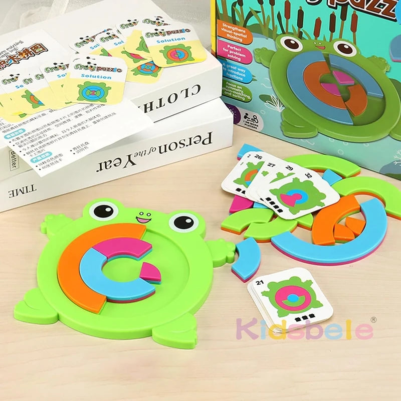 Quebra-Cabeça Montessori Educativo Sapo Colorido - 18 Peças