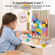 Blocos de Madeira Educativos 3D - Desafios Mentais Infantis Tetris