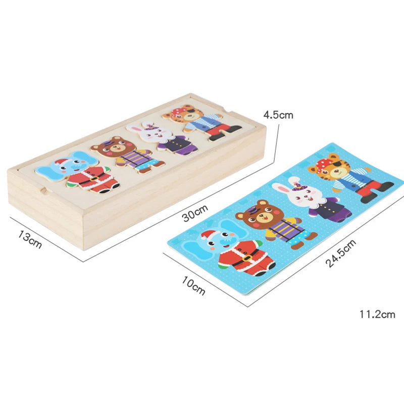 Quebra-Cabeça de Vestir Ursos e Coelhos - Educação Montessori