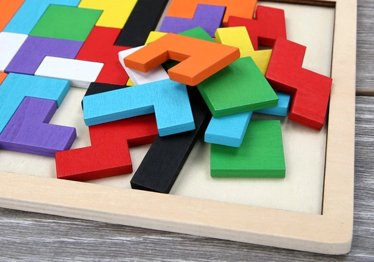 Quebra-Cabeça Tetris de Madeira Educativo Montessori para Crianças