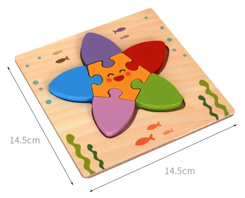 Quebra-Cabeça 3D de Madeira Animais Montessori