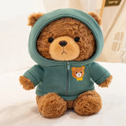 23cm urso de pelúcia brinquedo de pelúcia bonito com capuz suéteres urso boneca de pelúcia jumper urso de pelúcia brinquedos macios decoração para casa aniversário crianças presente