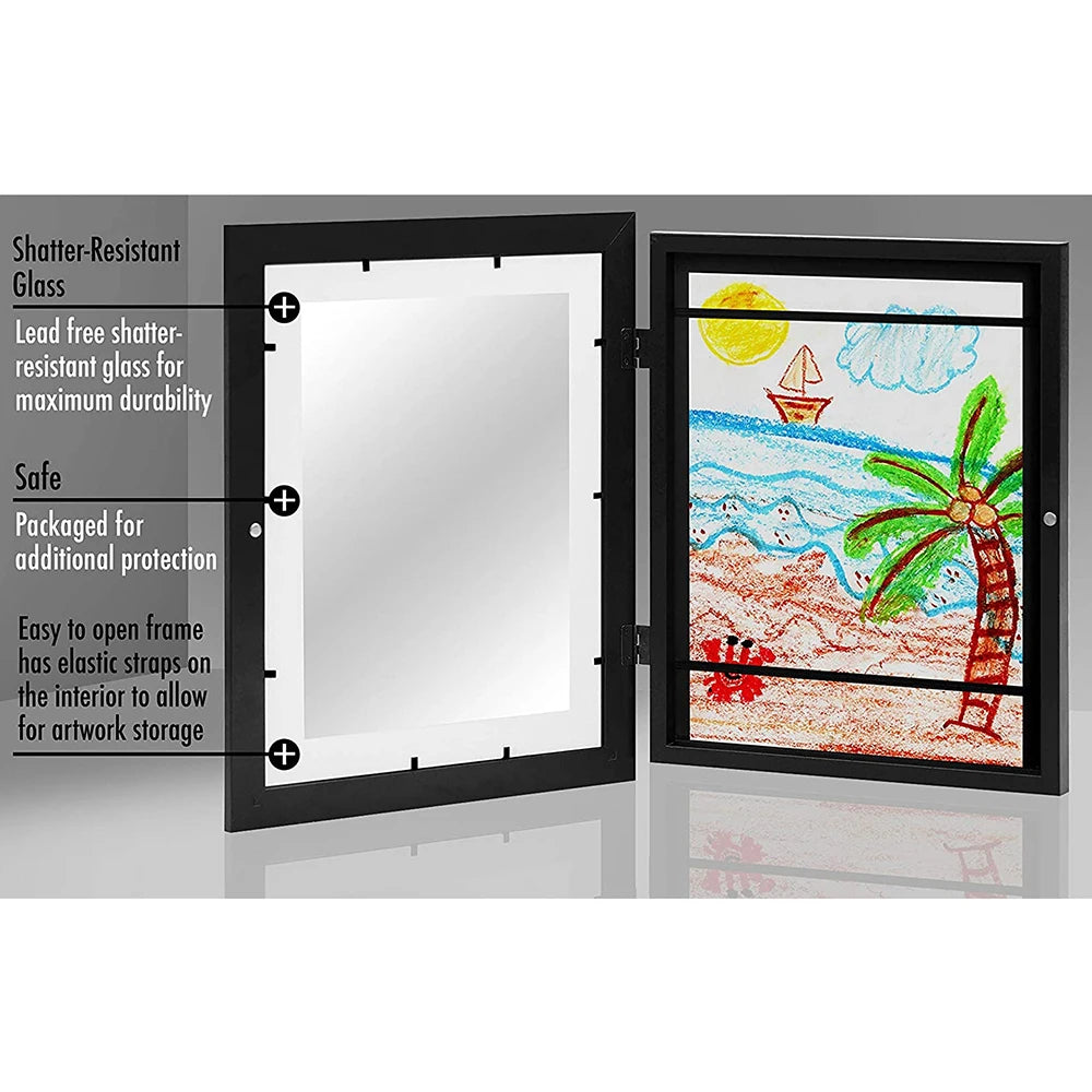 Molduras de arte com aba de madeira, moldura magnética a4, imagem emoldurada, exposição infantil diy de pinturas, decoração de casa, rack de armazenamento