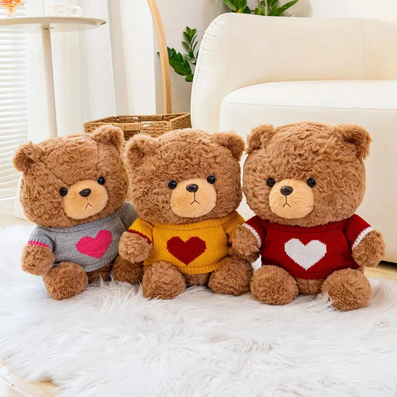 23cm urso de pelúcia brinquedo de pelúcia bonito com capuz suéteres urso boneca de pelúcia jumper urso de pelúcia brinquedos macios decoração para casa aniversário crianças presente