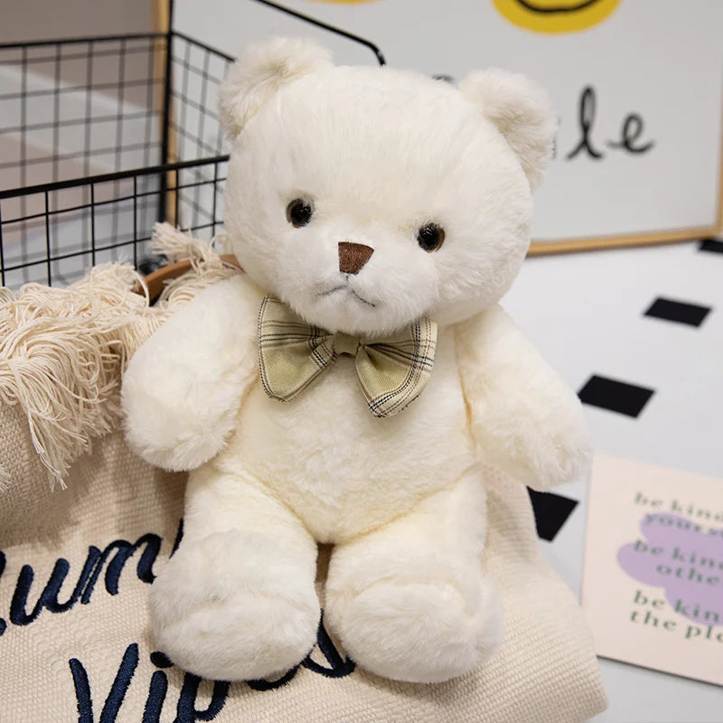 30cm kawaii colorido laço urso boneca brinquedo de pelúcia abraço urso boneca presente aniversário travesseiro de pelúcia casa sala estar quarto