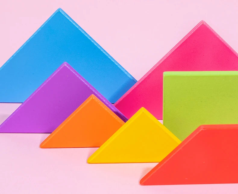 Quebra-Cabeça Tangram Infantil de Madeira Educacional - 7 Peças Coloridas