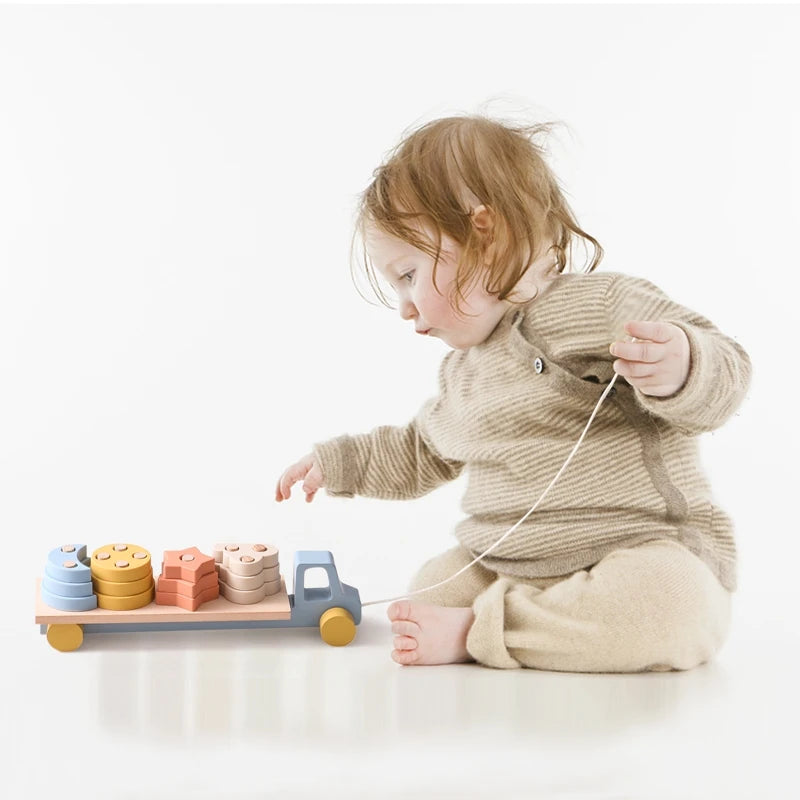 Brinquedo de madeira do bebê reboque de madeira bebês aprender brinquedo cognitivo mão e pé coordenação brinquedo reconhecimento de cores brinquedo de silicone
