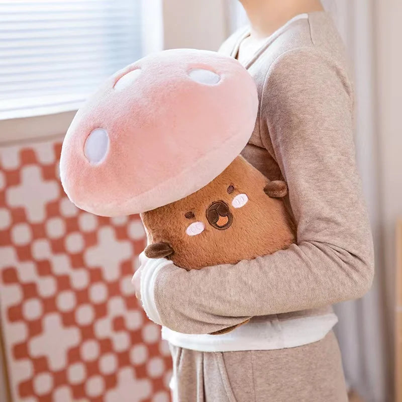 Bonito Kawaii Plush Toy para Decoração de Casa, Almofada Recheada, Cogumelo, Capivara, Pato, Gato, Soft Fill, Presente de Aniversário, Feriado, 32cm