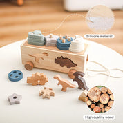 Blocos de Empilhamento de Madeira para Bebês, Carro Matching Learning, Forma Montessori, Blocos de Construção, Estrela e Lua, 0-3 Anos