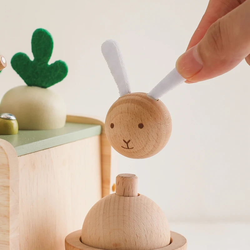 Brinquedo Educativo de Madeira Montessori Cenoura Carrinho de Puxar