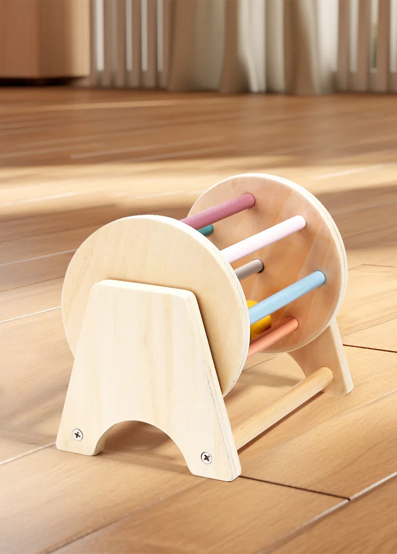 Brinquedos montessori para bebês, aprendizagem precoce, bola de madeira, tambor, exercício de audição, cor, cognição, trem de coordenação mão-olho